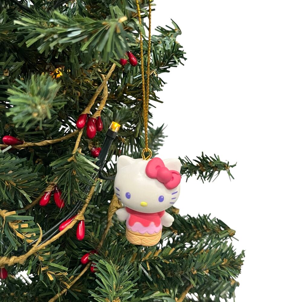 Sanrio Hello Kitty Strawberry Ice Cream Cone Christmas Ornament